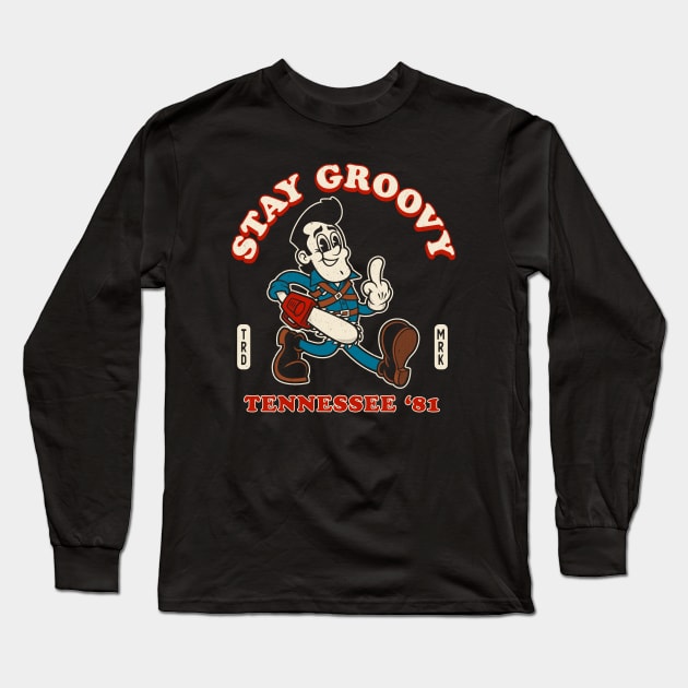 Stay Groovy - Evil Dead - Vintage Distressed Retro Cartoon Long Sleeve T-Shirt by Nemons